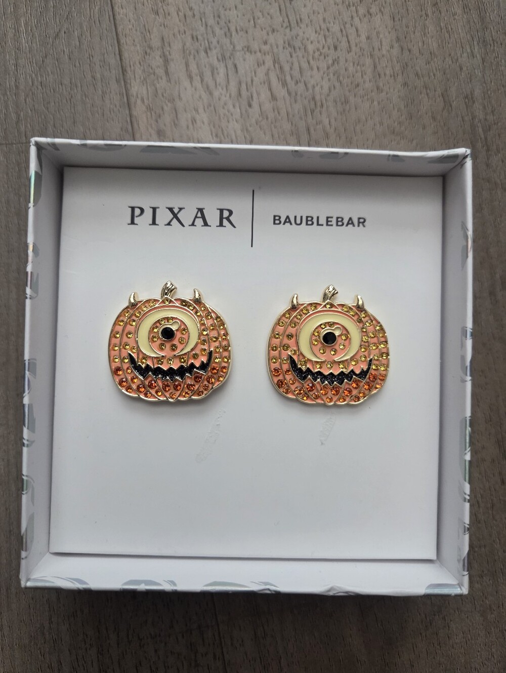Pixar for BaubleBar Pumpkin Monsters Inc Stud Earrings in Orange and Gold